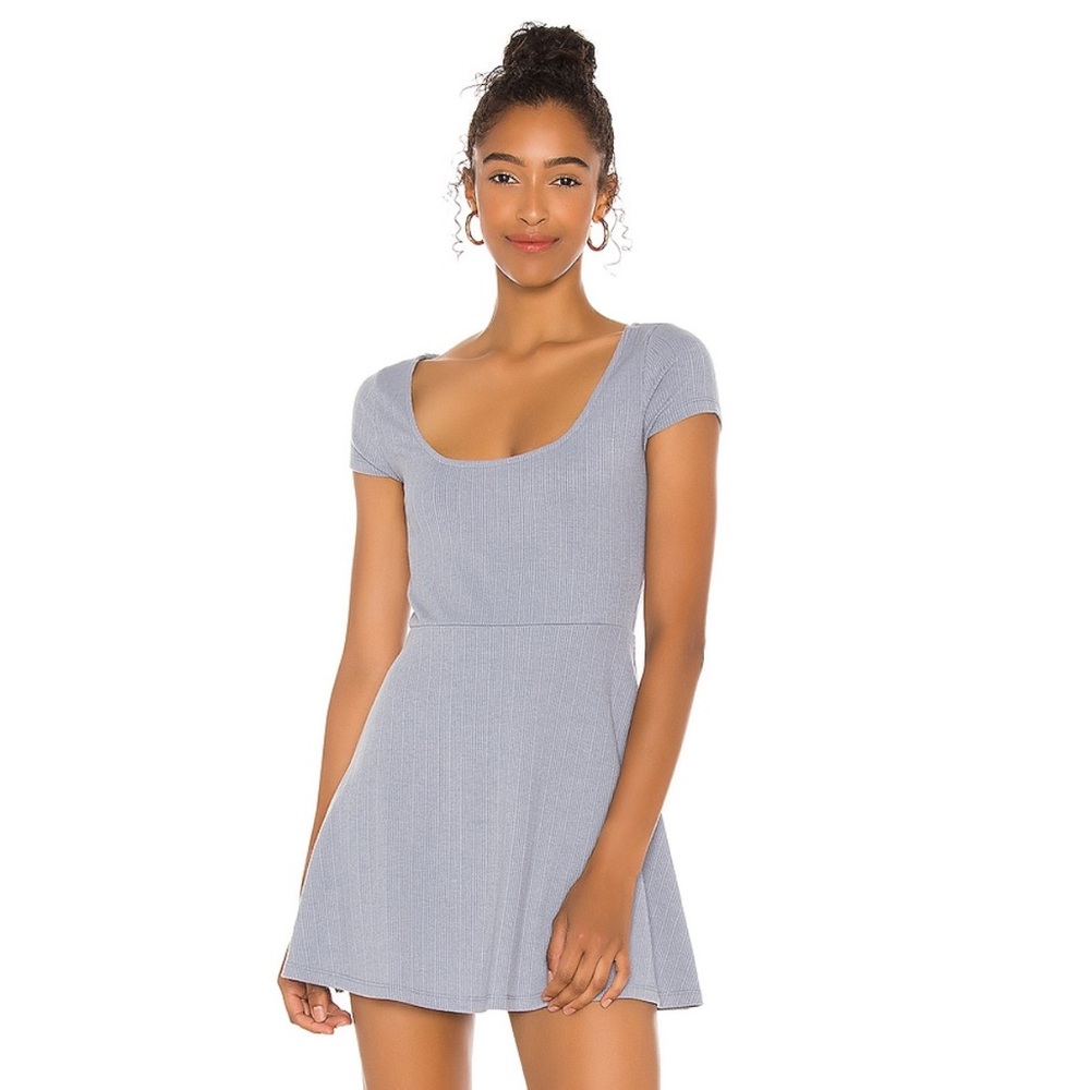 Revolve Privacy Please Madeline Mini Dress - Dusty Blue - Fit & Flare - S